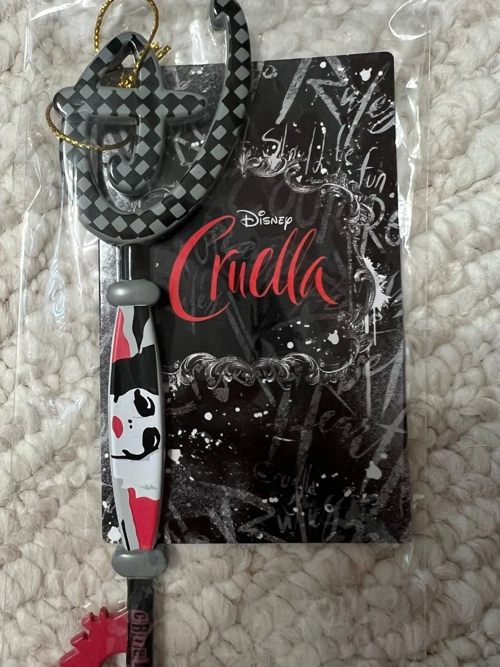 Disney Cruella Phone Strap Charm - Black, White & Red Accent